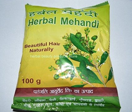 Buy 3 Pack Baba Ramdev - Patanjali Herbal Mehandi for Hair - 100gms each online for USD 11.7 at alldesineeds