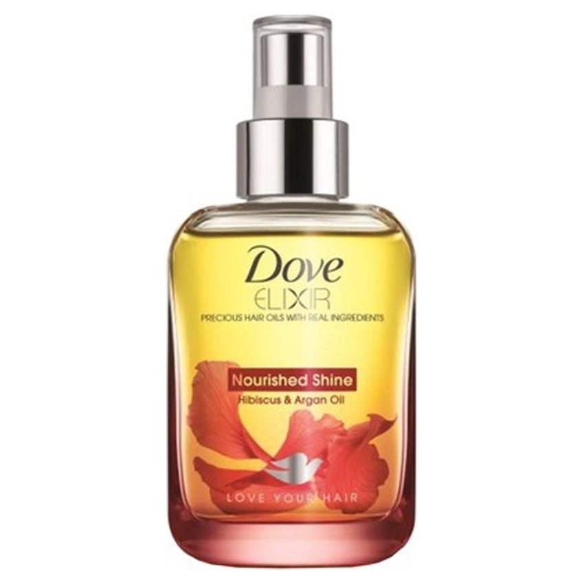 Buy Dove Elixir Nourished Shine Hibiscus and Argan Hair Oil, 90ml online for USD 9.93 at alldesineeds