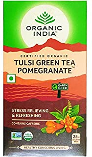 2 Pack of Organic India Tulsi Green Tea Pomeogranate 25 TB