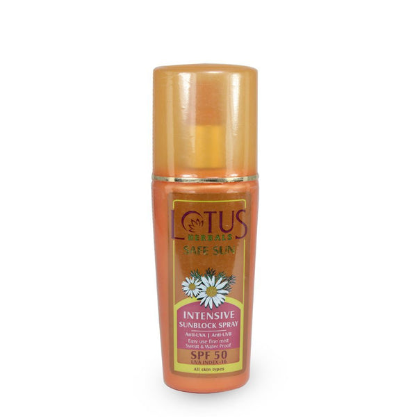 Buy Lotus Herbals Safe Sun Intensive Sunblock Spray SPF 50, 80ml online for USD 11 at alldesineeds