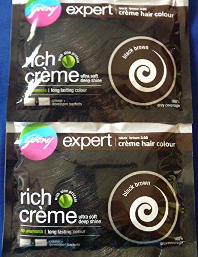 Buy 2 Godrej Expert Creme Hair Color No Ammonia with Aloe Protein Black Brown online for USD 7.82 at alldesineeds
