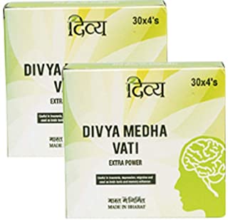 Pack of 2 (2 x 120 Tab)   Patanjali Medha Vati Extra Power -- Cures cerebral complaints like memory weakness, headache, sleeplessness, irritable temperament, epilepsy