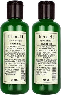 2 X Khadi Herbal Neem Sat Shampoo Pack of 2(210 Ml) - alldesineeds