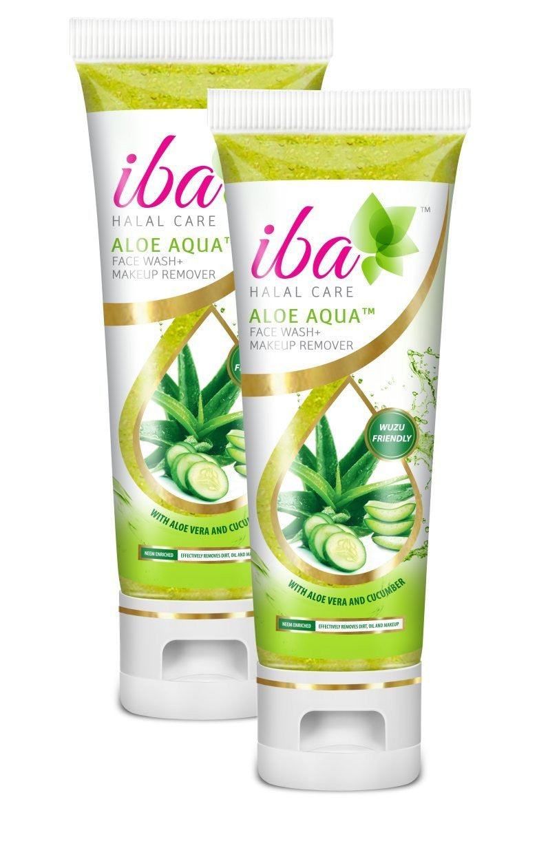 2 Pack Iba Halal Care Aloe Aqua Face Wash with Makeup Remover, 100ml - alldesineeds