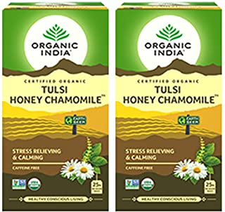 2 Pack of Organic India Tulsi Honey Chamomile 25 Tea Bags- (Pack of 2)