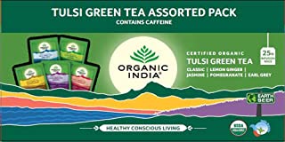 2 Pack of Organic India Tulsi Green Tea Assorted 25 Tea Bags
