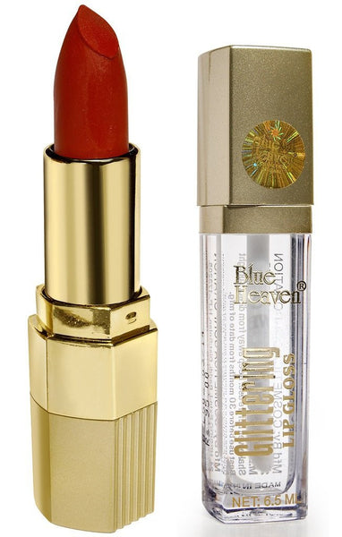 BLUE HEAVEN Xpression Lipstick MO 161 & Glittering Lip Gloss 500 Combo