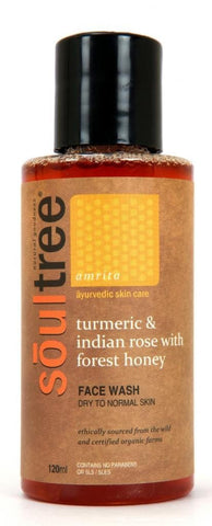 SoulTree Ayurvedic turmeric & indian rose with forest honey Face Wash for Dry to Normal Skin,120ml - alldesineeds