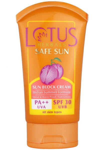 Buy Lotus Herbals Safe Sun Block Cream SPF 30, 100g online for USD 9.4 at alldesineeds