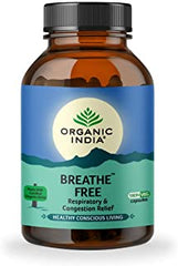 ORGANIC INDIA Breathe Free Ayurvedic Capsule || Respiratory Disorder & Congestion || Shortness of Breath || Protect Lungs from Smoking & Pollution || Relieves Allergic Asthma & Coughing - 180 Capsules