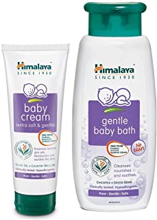 Himalaya Baby Cream, 200ml and Gentle Bath (400ml) Combo
