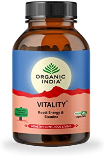 ORGANIC INDIA Vitality Ayurvedic Capsule || Boost Stamina and Vitality || Strength, Stamina and Power || Anti-Stress Anti-ageing Antioxidant - 180 Capsules