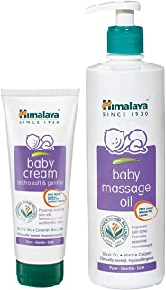 Himalaya Baby Cream, 200ml and Massage Oil (500ml) Combo