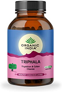 ORGANIC INDIA Triphala Ayurvedic Capsules || Improve Digestion & Colon Cleanse ||Constipation Acidity IBS and Gastric Issues||Vitamin C & Antioxidants - 180 Capsules