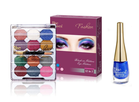 BLUE HEAVEN 12x1 Fashion Eye Shadow & Sparkeling Eyeliner 06 Combo.