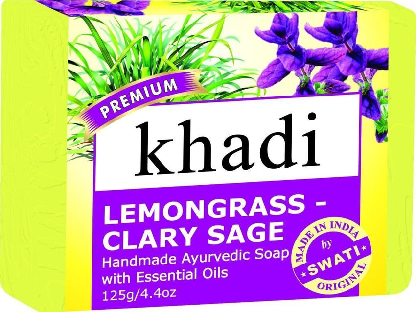Khadi Premium Lemongrass - Clary Sage Soap 125 Gm - alldesineeds