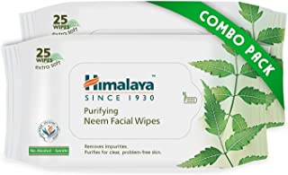 2 Pack of Himalaya Purifying Neem Facial Wipes, 25 Count (Pack Of 2)