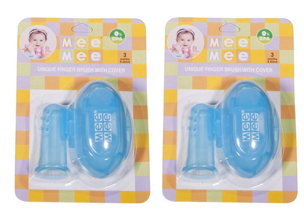 Mee Mee Finger Brush with Storage Case (Pack of 2, Blue)