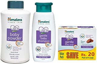 Himalaya Gentle Baby Soap Value Pack, 4 * 75g, Powder, 700gand Shampoo (400 ml) Combo