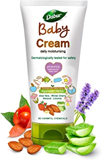 Dabur Baby Cream : For Baby Soft Skin with No Harmful Chemicals |Contains Aloevera , Licorice & Almonds|pH balanced , Hypoallergenic & Dermatologically Tested with No Paraben & Phthalates - 200 g