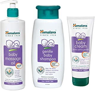 Himalaya Baby Massage Oil (500ml), Shampoo (400 ml) and Cream, 200ml Combo