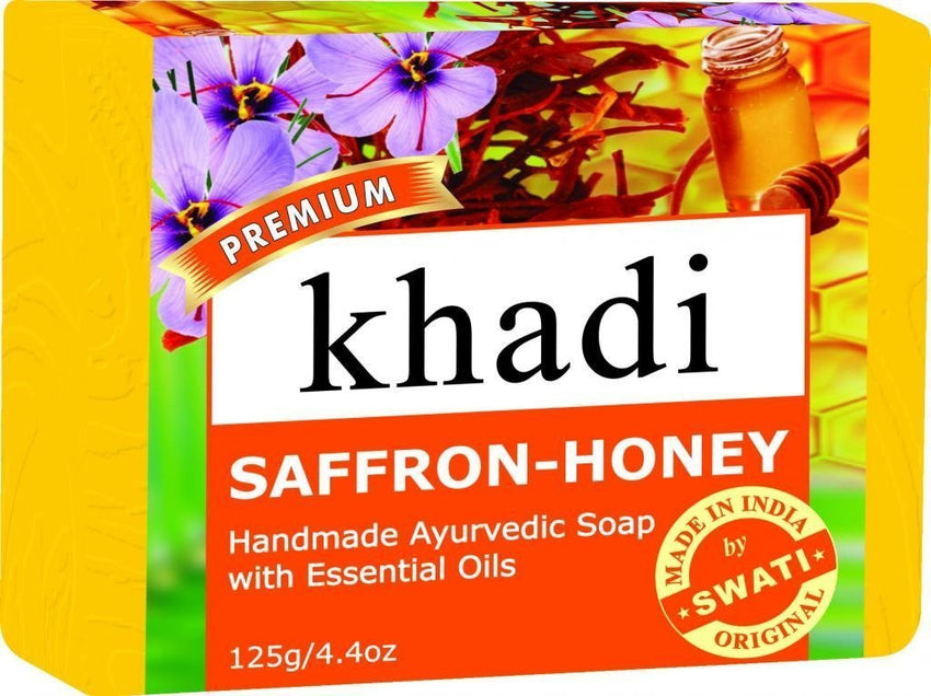 Khadi Premium Saffron-Honey Soap 125 Gm. - alldesineeds