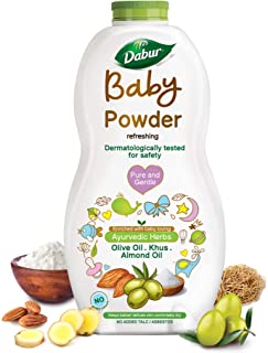 Dabur Baby Powder: No added Talc and Asbestos | Contains Oat Starch , Arrowroot Powder & Amba Haldi |Hypoallergenic & Dermatologically Tested with No Paraben & Phthalates - 300 g