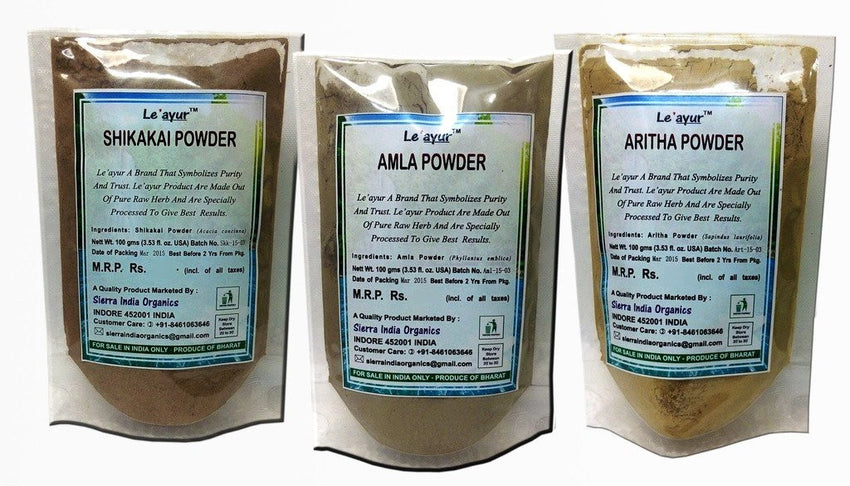 Buy Le'ayur Combo Of Amla + Aritha+ Shikakai Powders, 300Grams (100Gramsx3) online for USD 12.85 at alldesineeds