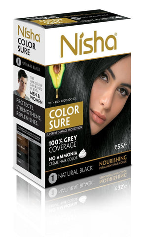 4 Pack Nisha Color Sure Hair Color (80gms each, natural-black) - alldesineeds