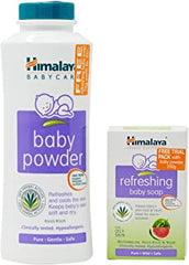 2 Pack of Himalaya Baby Powder, 200g with Free Refreshing Baby Soap, 75g