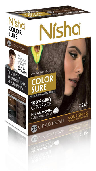Buy 4 Pack Nisha Color Sure Hair Color (80gms each, choco-brown) online for USD 15.5 at alldesineeds