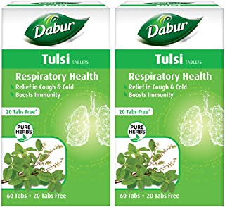 2 x DABUR Tulsi Tablets - Respiratory Health | Boosts Immunity | Provides Relief in Cough & Cold