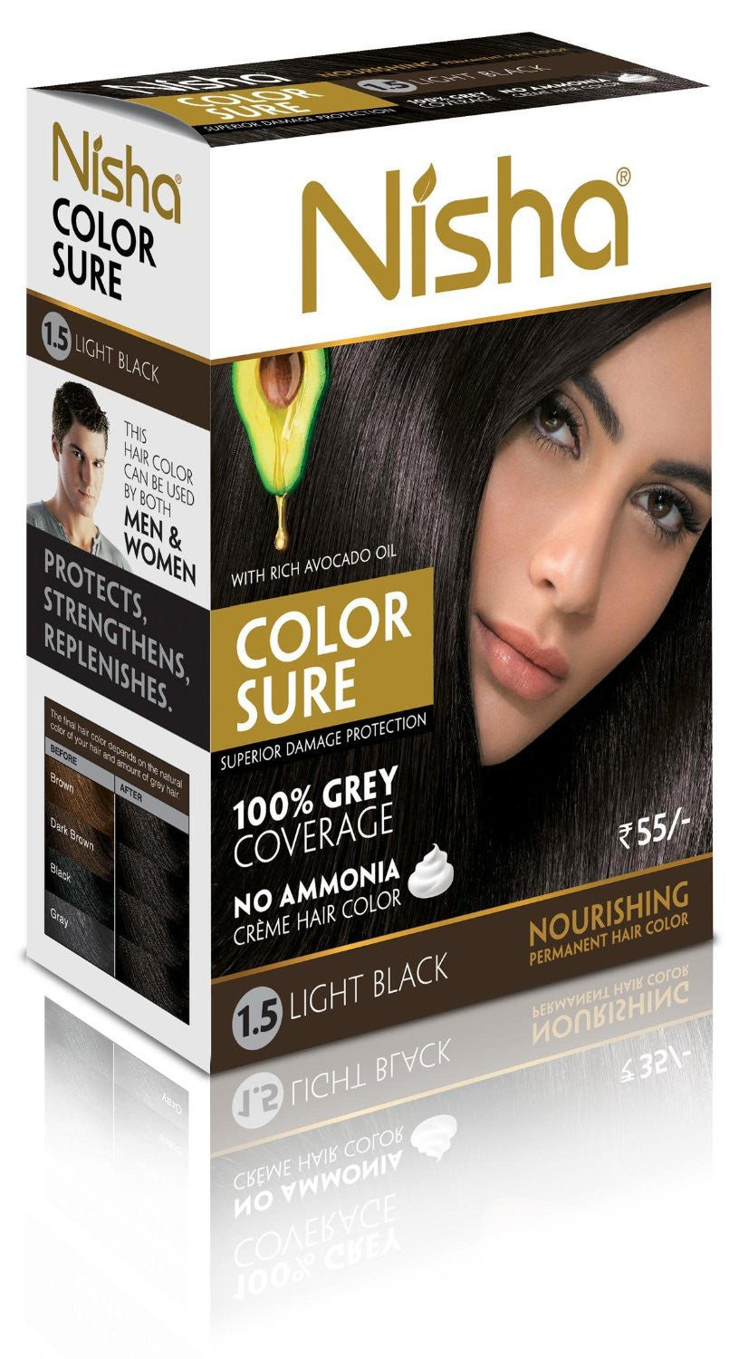 Buy 4 Pack Nisha Color Sure Hair Color (80g, light-black) online for USD 15.5 at alldesineeds