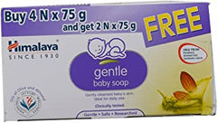 2 Pack of Himalaya Gentle Baby Soap (Buy 4 N X 75 g and get 2 N X 75 g Free)