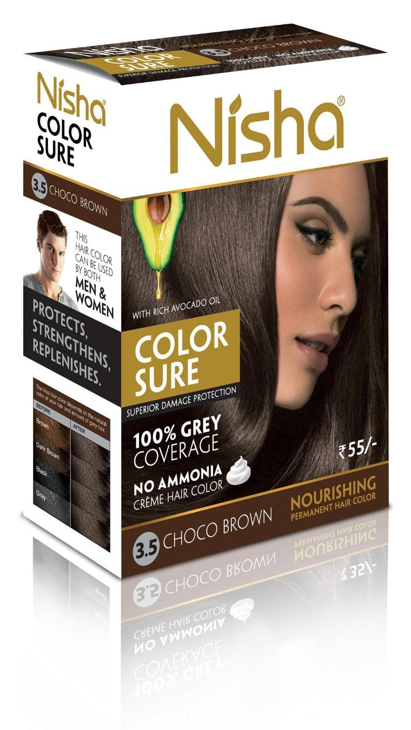 4 Pack Nisha Color Sure Hair Color (80gms each, choco-brown) - alldesineeds