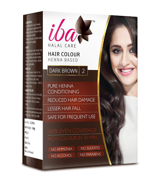 2 Pack Iba Halal Care Hair Colour, Dark Brown, 60g each - alldesineeds