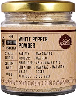 2 Pack of Clave Organic India | White Pepper Powder | Kali Mirch | Wayanadan | from Kerala | 100% Vegan | No Chemicals