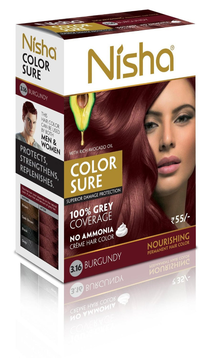 Buy 4 Pack Nisha Color Sure Hair Color (80gms each, Burgundy) online for USD 15.5 at alldesineeds
