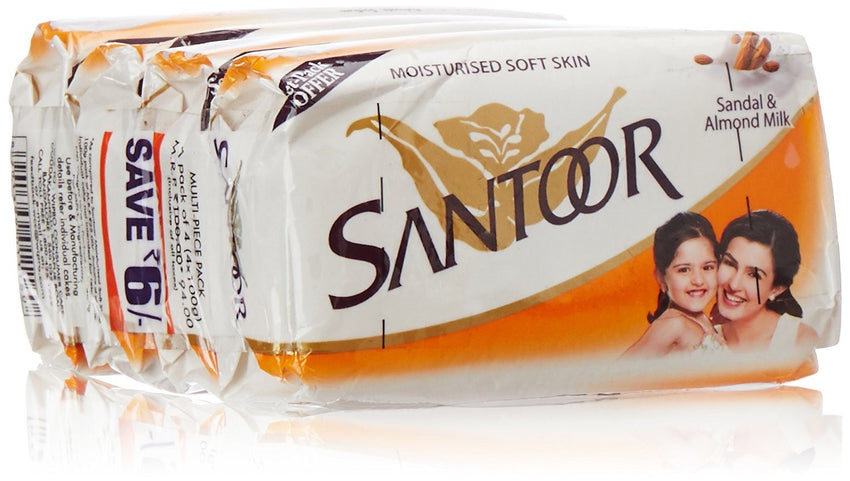 Santoor White Soap, 100g x 4 soaps - alldesineeds