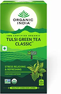 2 Pack of organic india Tulsi Green Tea Infusion Bags- 25 Tea Bags