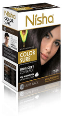 4 Pack Nisha Color Sure Hair Color (80g, light-black) - alldesineeds
