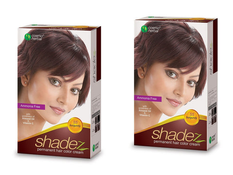 2 Pack Shadez Permanent Hair Color Cream, Burgundy 50gms each - alldesineeds