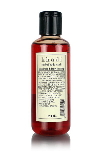 2 x KHADI - Sandalwood & Honey Herbal Body Wash - 210ml each - alldesineeds