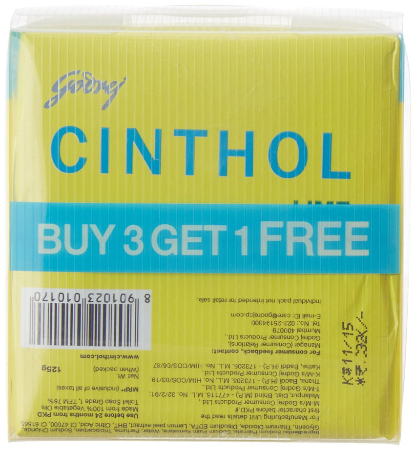 Cinthol Lime Soap, 125g (Pack of 3) - alldesineeds