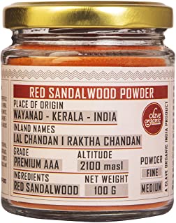 2 Pack of Clave Organic India | Red Sandalwood Powder | Raktha Chandan | From Wayanad - Kerala | Red Colour | Vegan | No Chemicals | In Eco-Friendly Glass Jar, 100 g