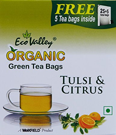 Organic Green Tea - Tulsi & Citrus - 25 TBs - Eco Valley