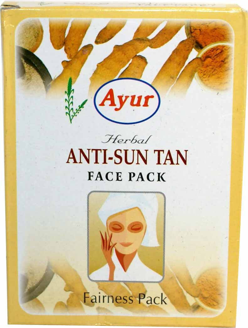 Buy Ayur Anti Sun Tan Face Pack 100Gm- Pack of 3 (300 gms) online for USD 16.34 at alldesineeds