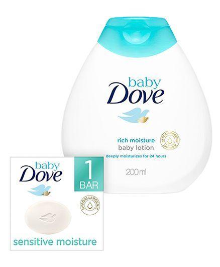 Baby Dove Baby Lotion Rich Moisture - 200 ml AND Baby Dove Baby Soap Bar Sensitive Moisture - 50 gm